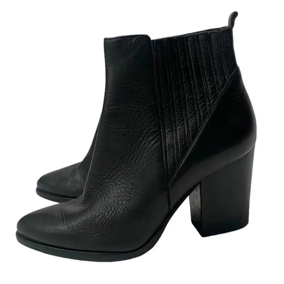 Marc Fisher Boots ALVA 7.5 black leather ankle heeled pointed toe - Picture 4 of 12